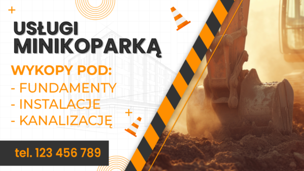 BANER REKLAMOWY - USŁUGI MINIKOPARKĄ - 200X100 CM