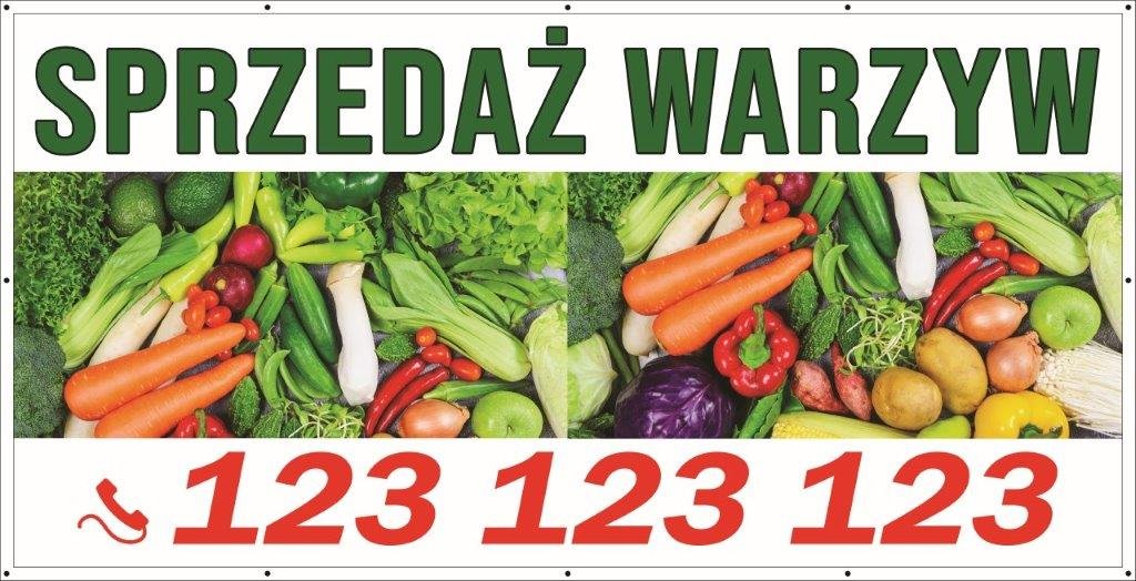 Baner Reklamowy 2 x 1 m - Sprzedaż Warzyw - Baner Premium - Mocny !