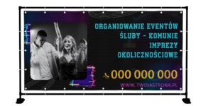 BANER PREMIUM - ORGANIZACJA IMPREZ UROCZYSTOŚCI - 200X100 CM - SUPER JAKOŚĆ!