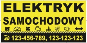 BANER ELEKTRYK SAMOCHODOWY- USŁUGI ELEKTRYCZNE - 200X100 CM