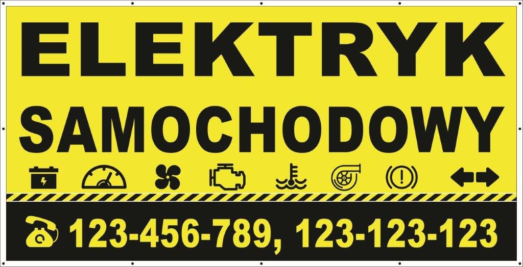 BANER ELEKTRYK SAMOCHODOWY- USŁUGI ELEKTRYCZNE - 200X100 CM