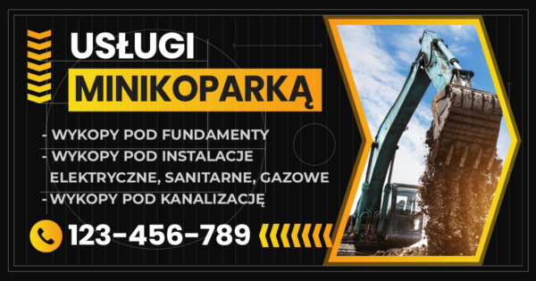 Baner reklamowy usługi mini-koparką 200x100 cm