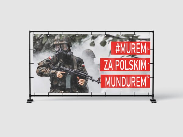BANER PATRIOTYCZNY - MUREM ZA POLSKIM MUNDUREM HASHTAG - 200X100 CM