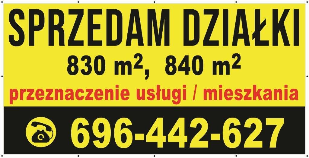 Baner Reklamowy 2 x 1 m - Sprzedam Działkę - Baner Premium - Mocny !
