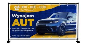 BANER PREMIUM - WYNAJEM AUT- 200X100 CM - SUPER JAKOŚĆ!